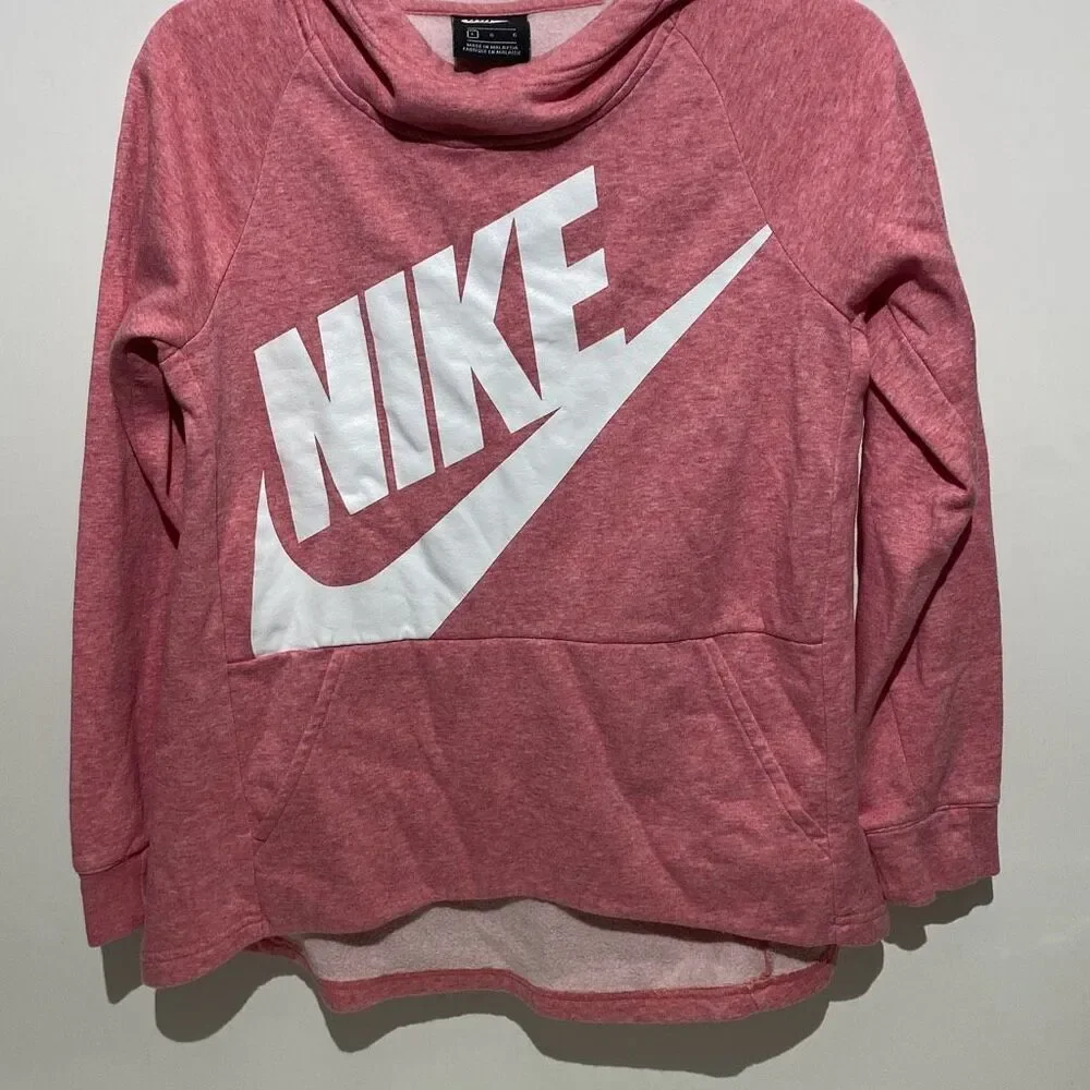 Nike Women's Pink Raglan Sleeve Cropped Hooded Sweatshirt Size Large‎